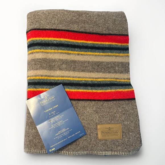 New With Tags Pendleton Yakima Camp Twin Wool Blanket Mineral Umber 66 X 84 NWT - Picture 1 of 6